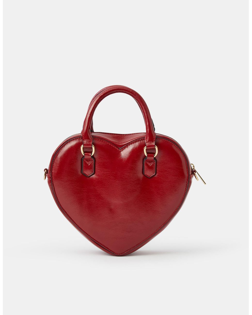 Accessorize Red Patent Faux Leather Heart Crossbody Bag
