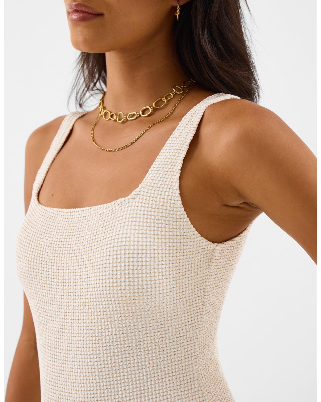 Accessorize White Shimmer Crinkle Textured Swimsuit