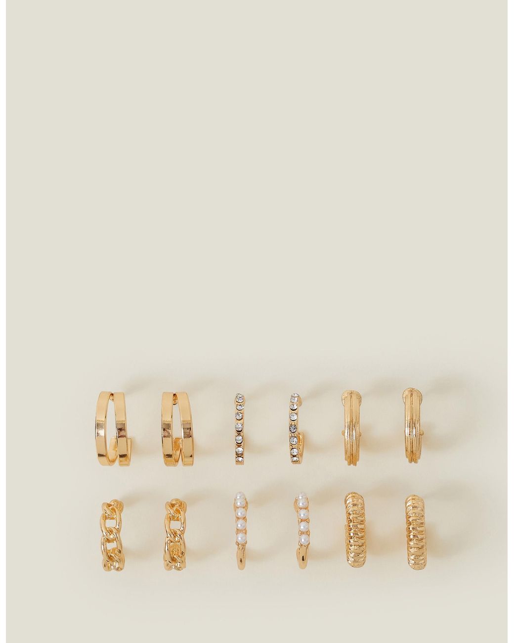 Accessorize Natural 6-Pack Textured Hoops