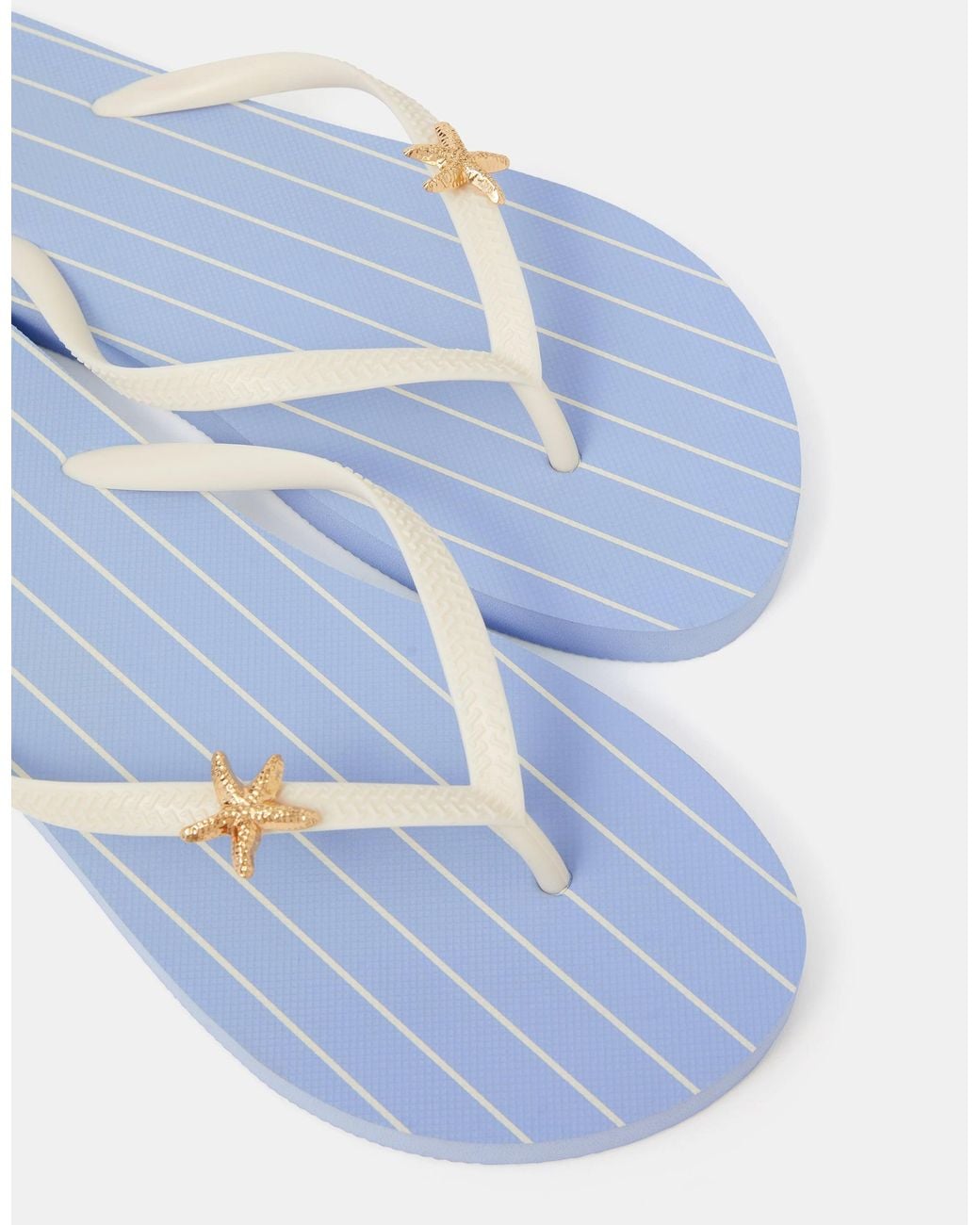 Accessorize Blue Stripe Starfish Flip Flops