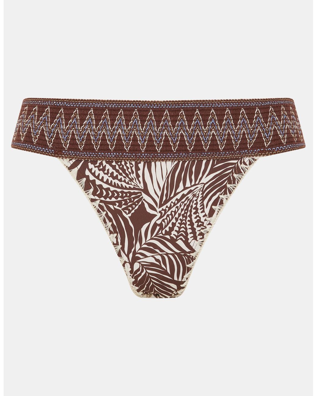 Accessorize White Palm Print Band Bikini Bottom