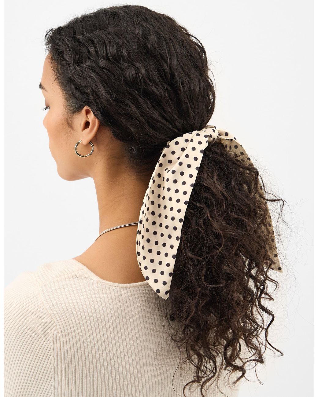 Accessorize Black Polka Dot Scarf Hair Scrunchie