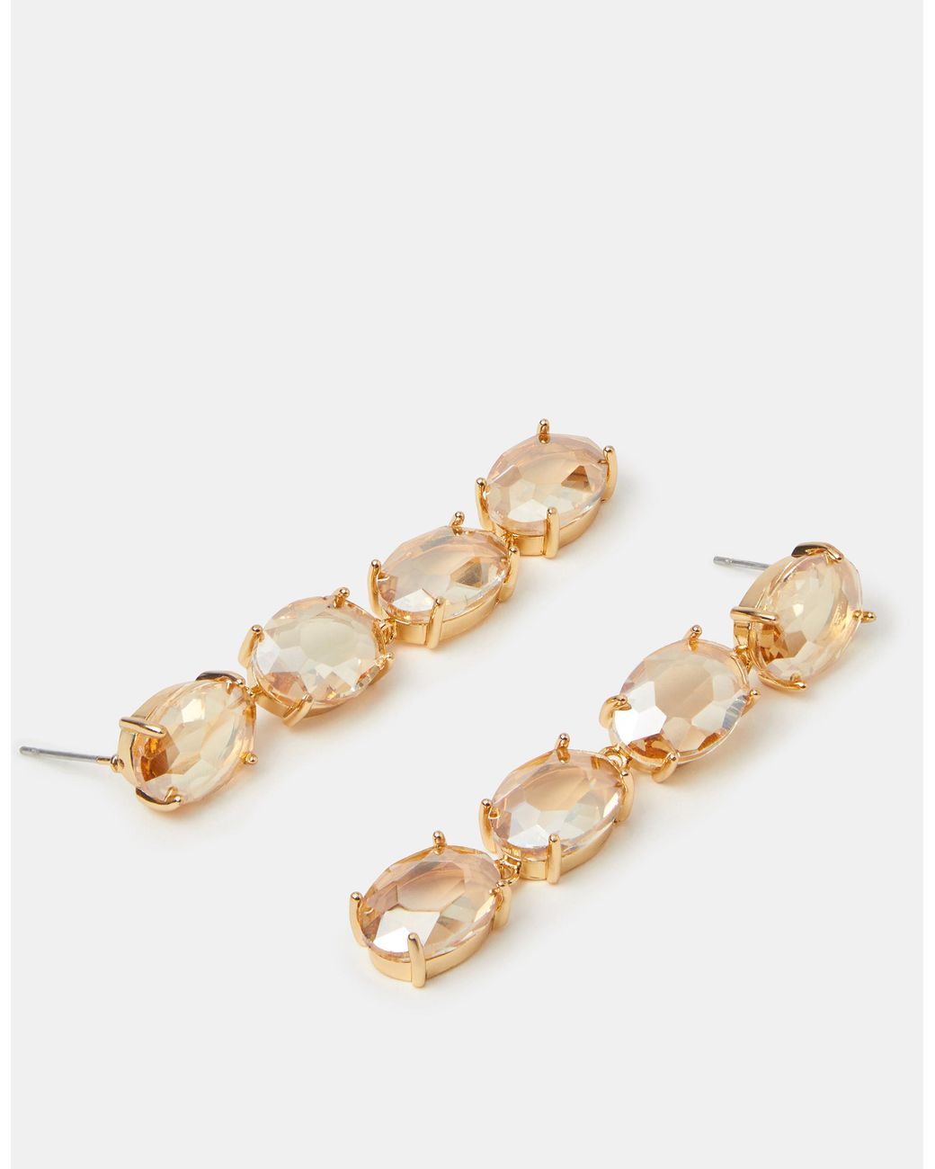 Accessorize Metallic Gemstone Long Drop Earrings