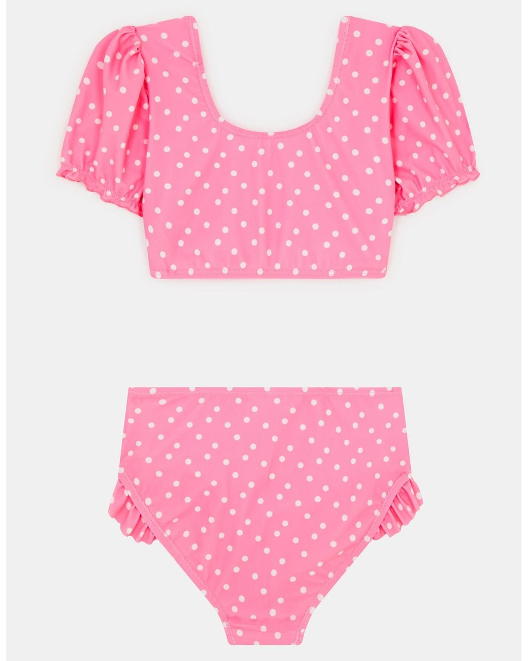 Accessorize Pink Puff Sleeve Polka Dot Swim Set