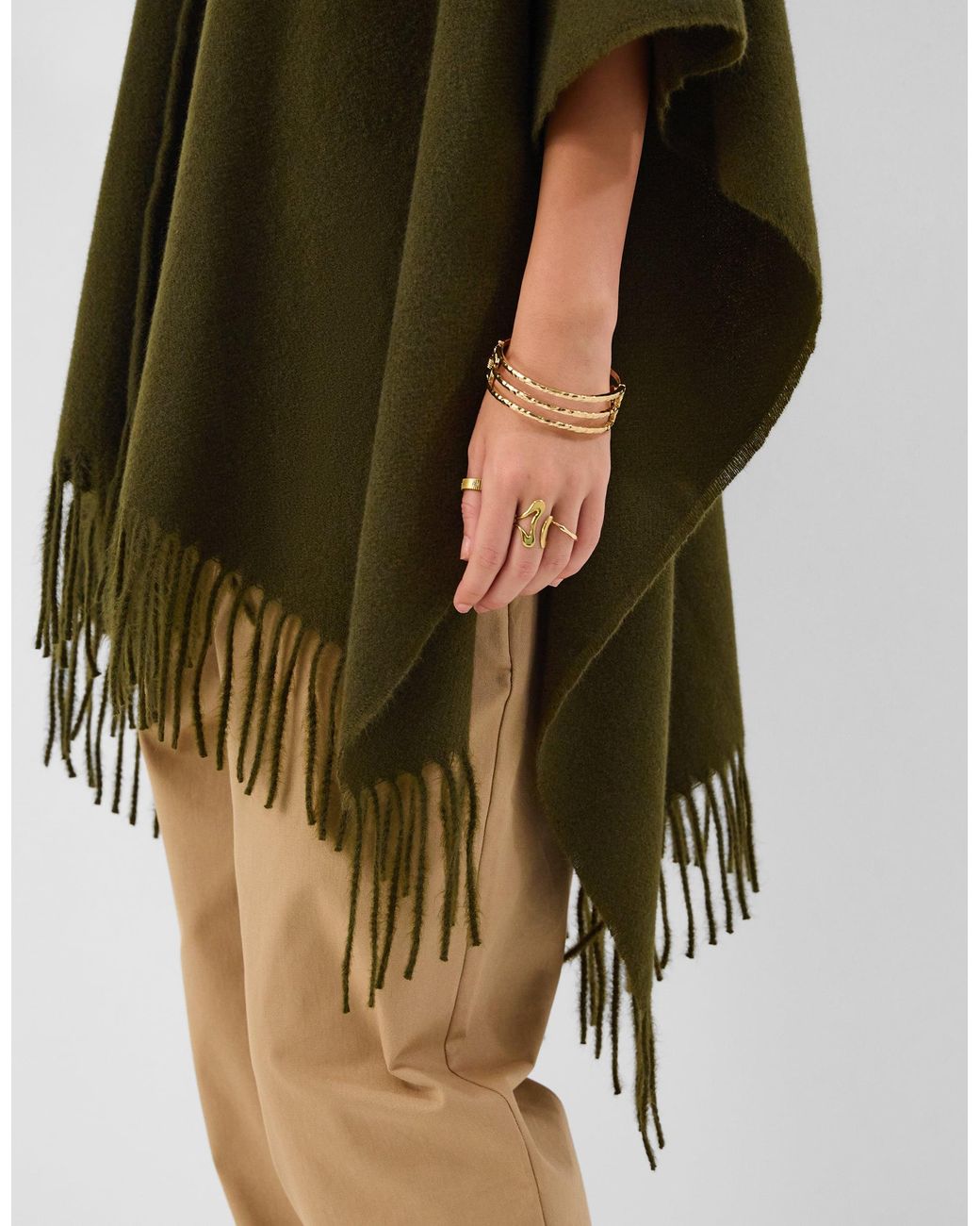 Accessorize Green Knitted Fringe Poncho