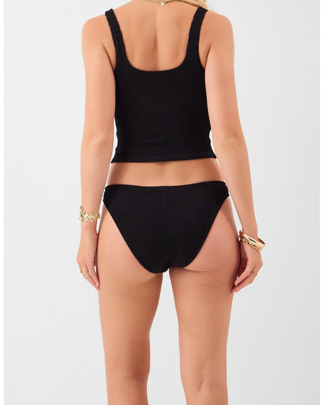 Accessorize Black Crinkle Textured Bikini Bottoms