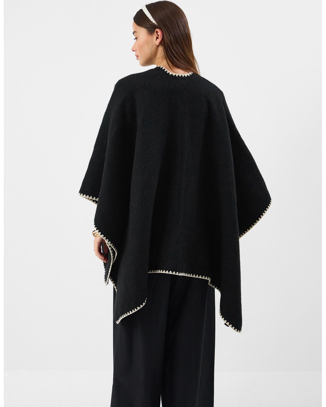 Accessorize Black Whipstitch Knit Poncho