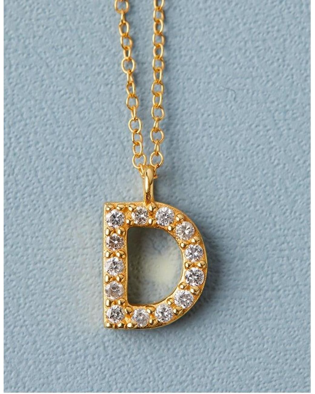 Accessorize Natural Lab Grown Diamond Pavé Initial Pendant Necklace 9Ct