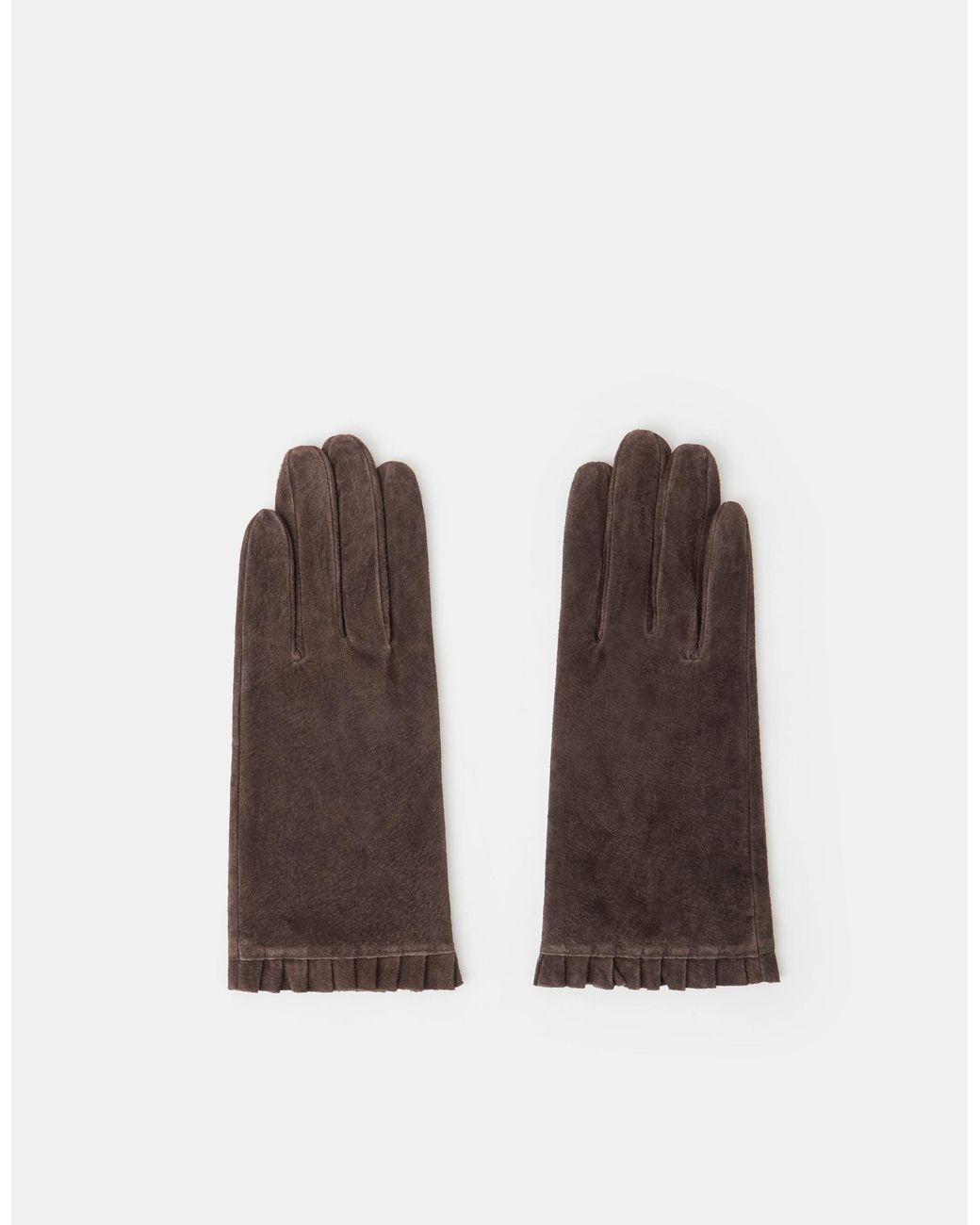 Accessorize Brown Frill Cuff Suede Gloves