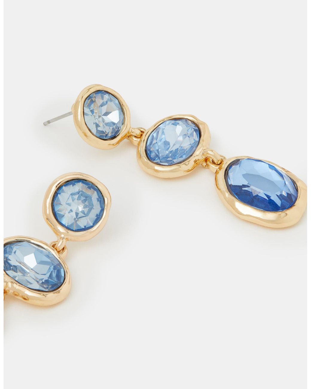 Accessorize Blue Triple Gem Drop Earrings