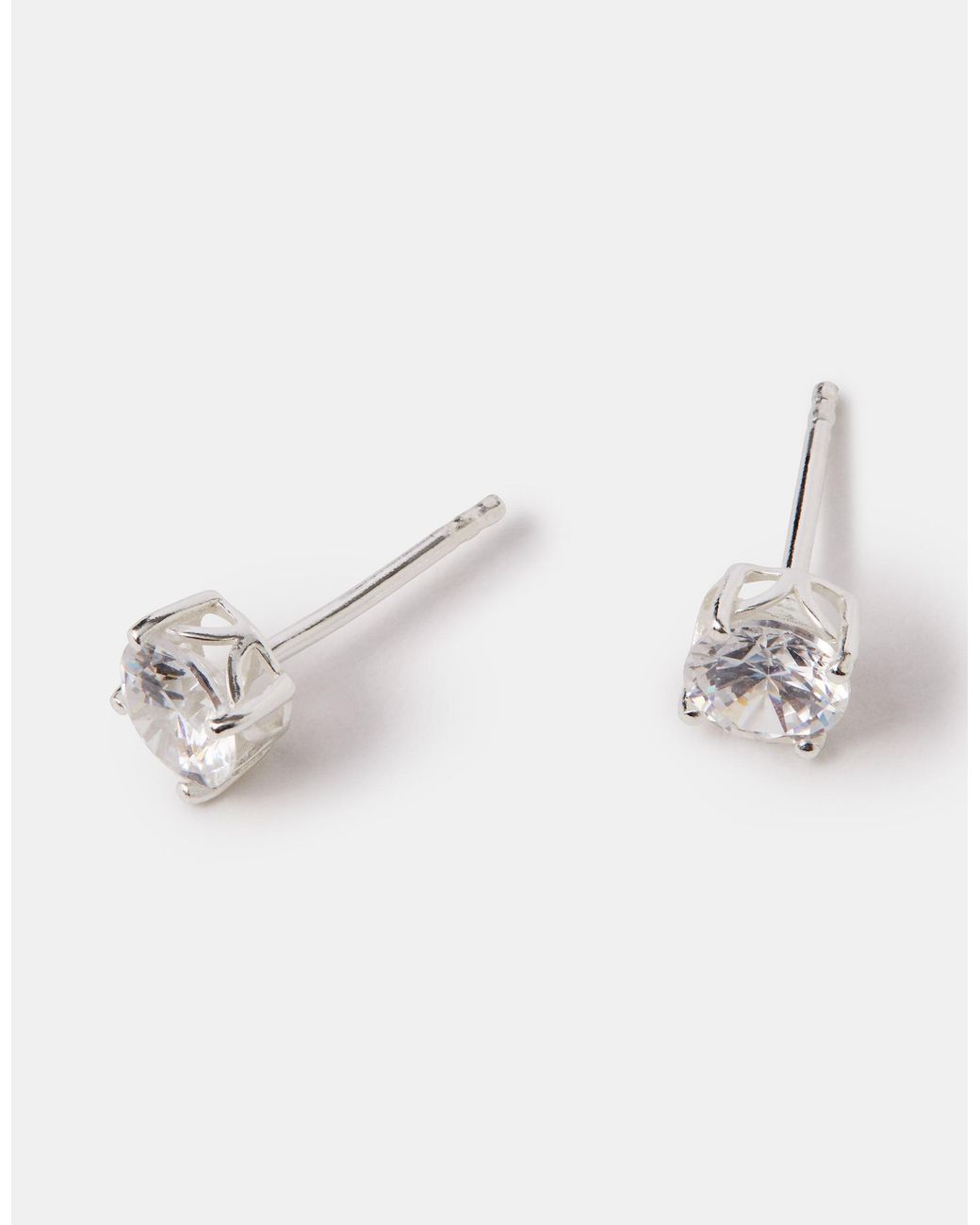 Accessorize White Sterling Round Cut Stud Earrings