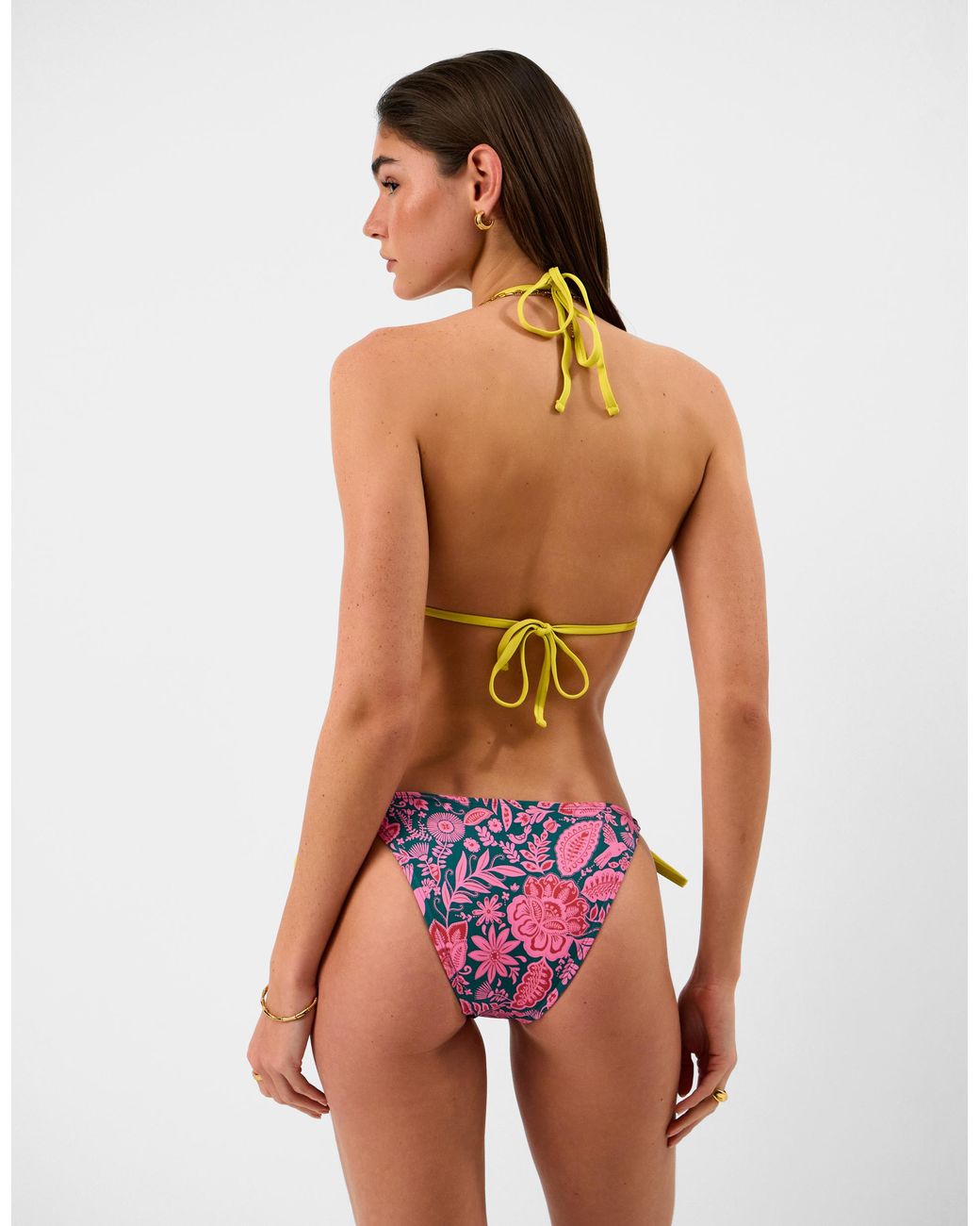Accessorize Red Floral Print Triangle Bikini Top