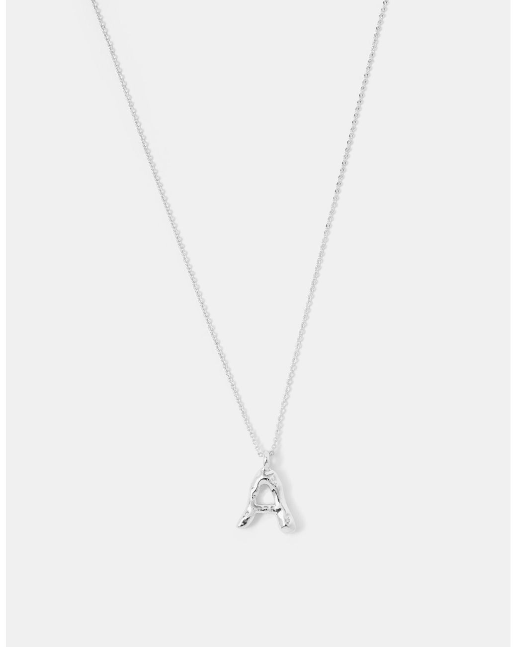 Accessorize White Sterling-Plated Molten Initial Pendant Necklace