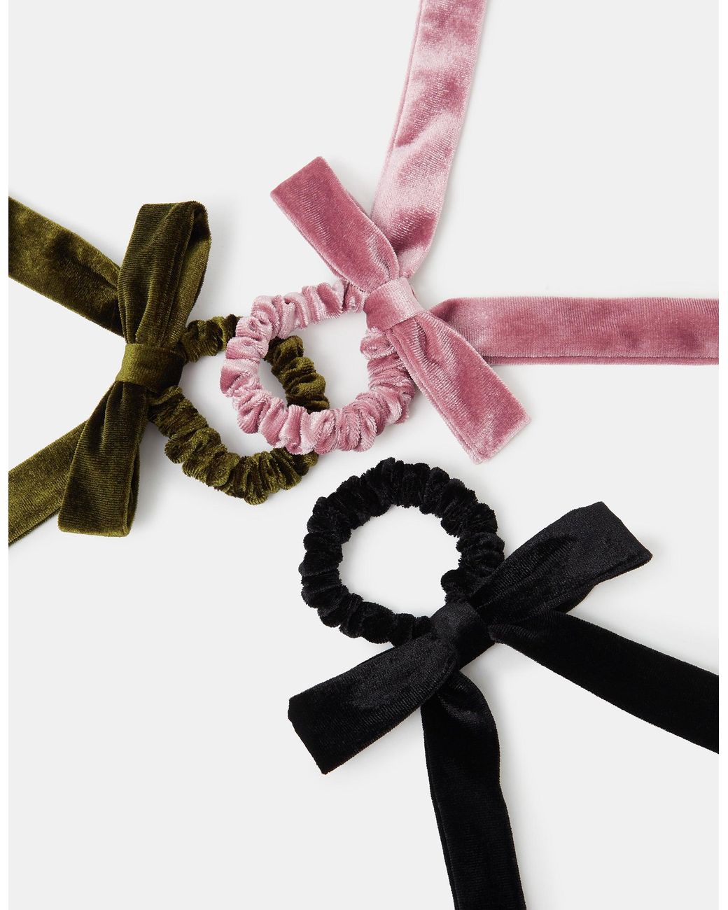 Accessorize Black 3-Pack Bow Velvet Hair Scrunchies