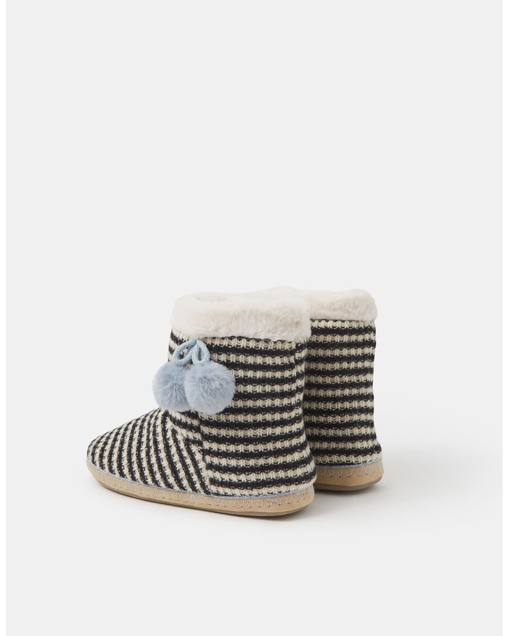 Accessorize Black Knitted Stripe Boot Slippers