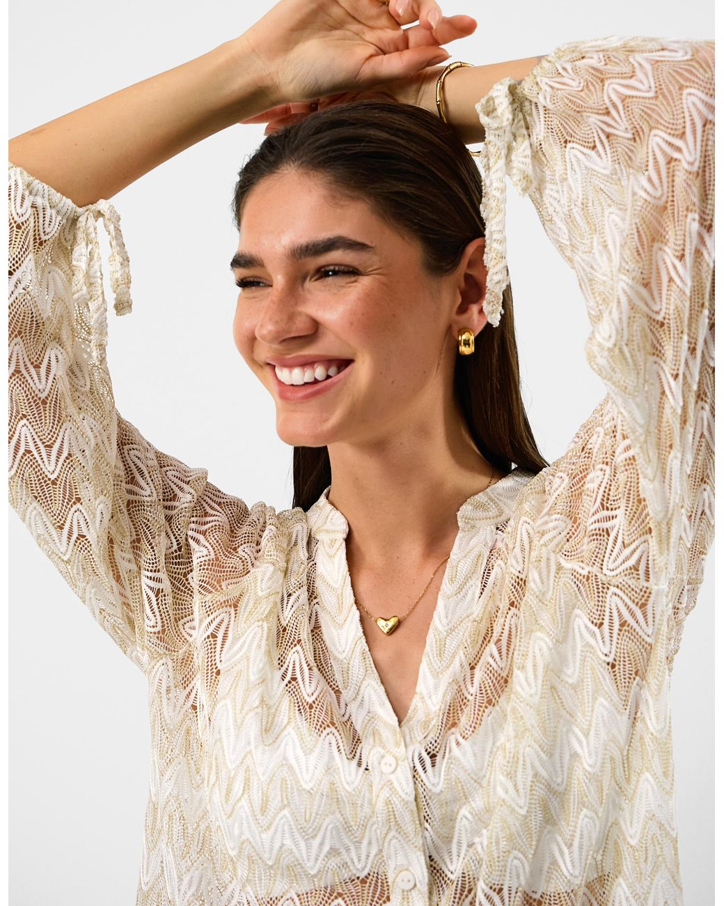 Accessorize White Crochet Beach Shirt