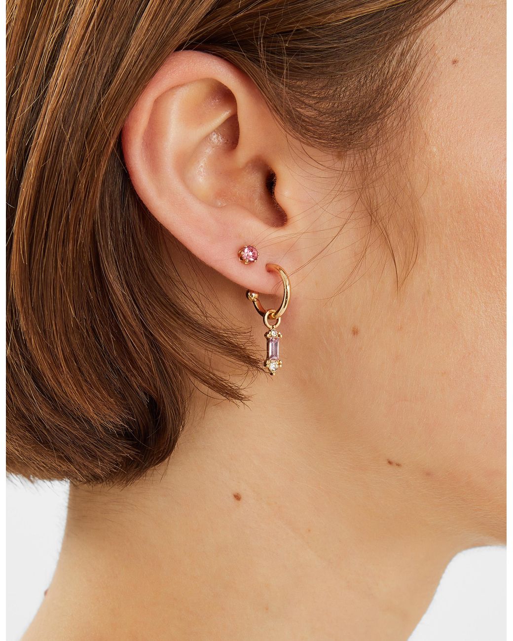 Accessorize White 5-Pack Gem Diamanté Stud & Hoop Earrings