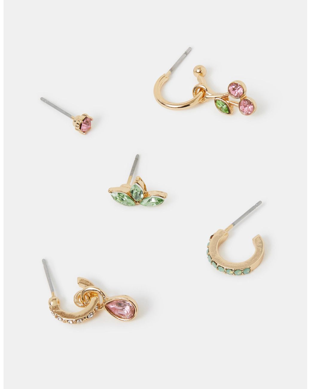 Accessorize White 5-Pack Cherry Stud & Hoop Earrings