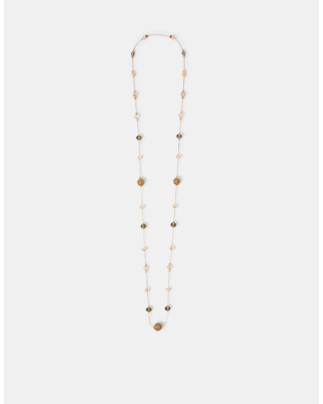 Accessorize White Long Gemstone Beaded Station Necklace