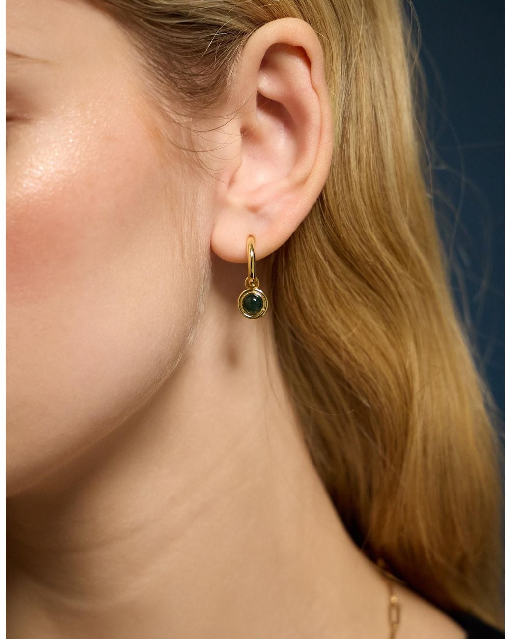 Accessorize Natural 14Ct-Plated Chalcedony Drop Hoop Earrings