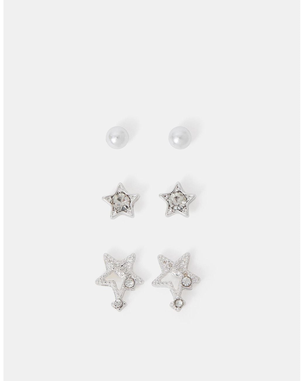 Accessorize Natural 3-Pack Shooting Star Stud Earrings