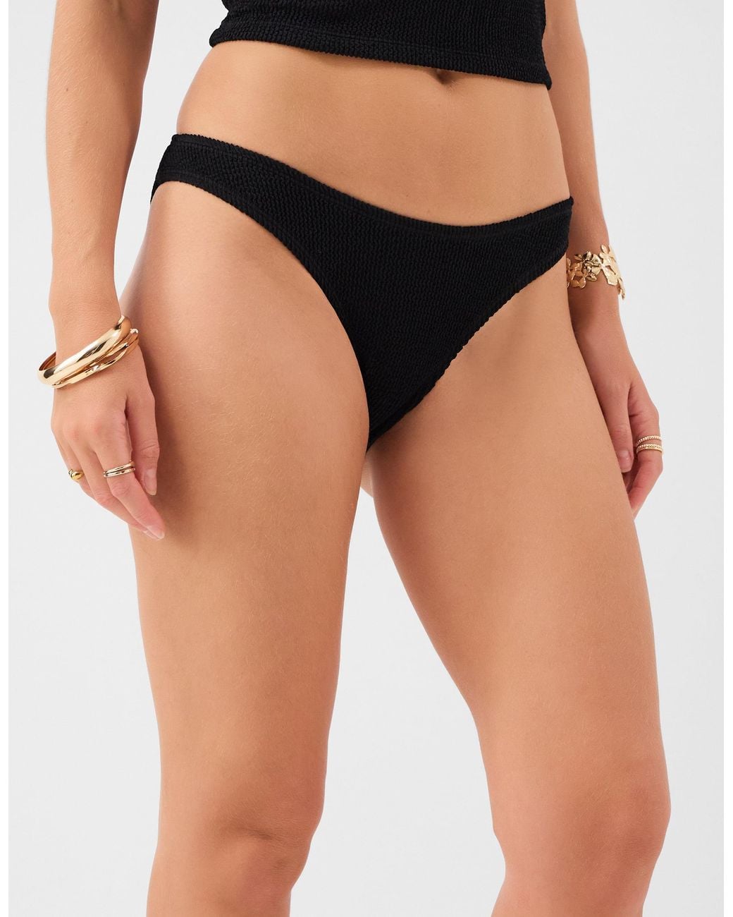 Accessorize Black Crinkle Textured Bikini Bottoms