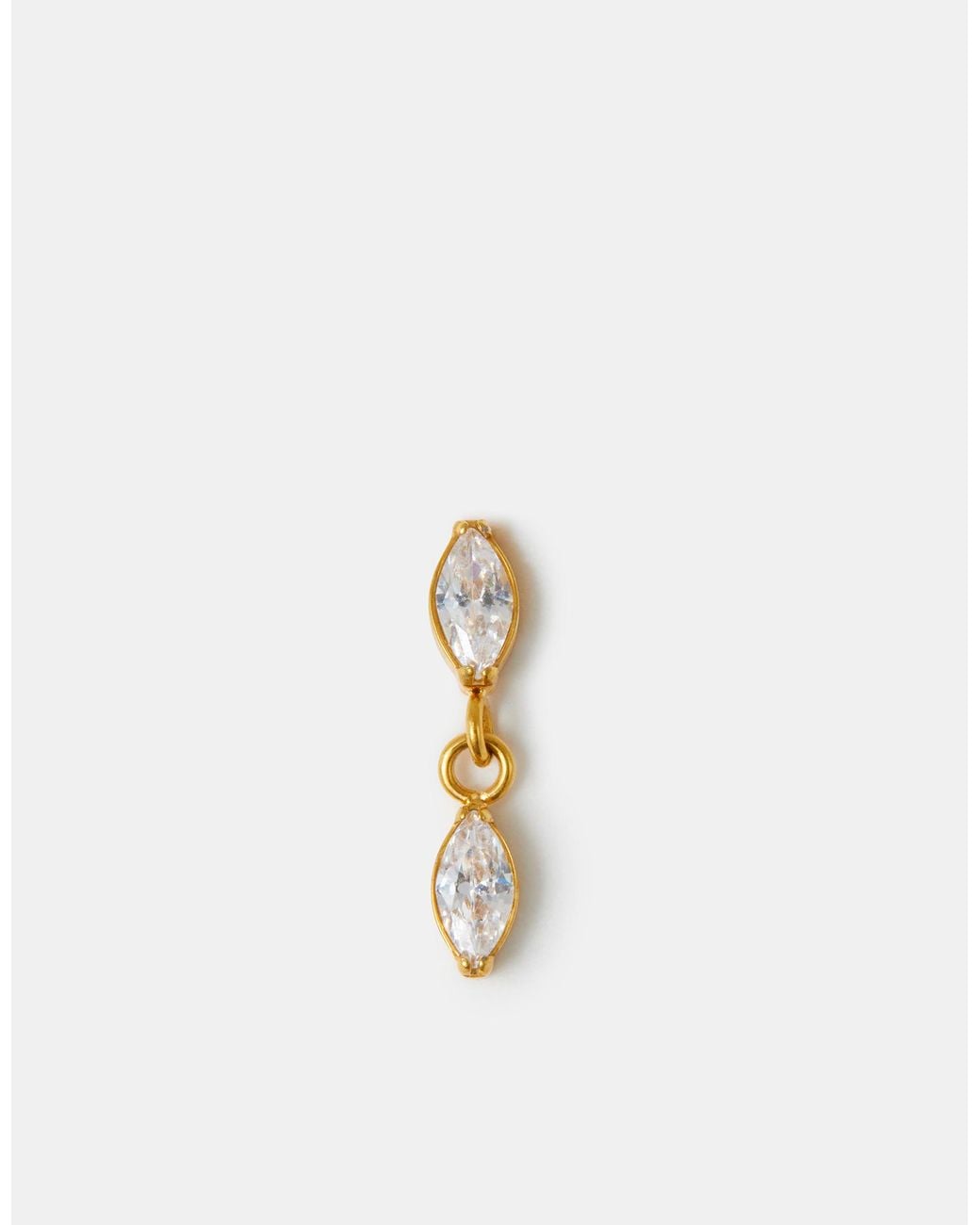 Accessorize White 14Ct-Plated Titanium Marquise Drop Flatback Stud