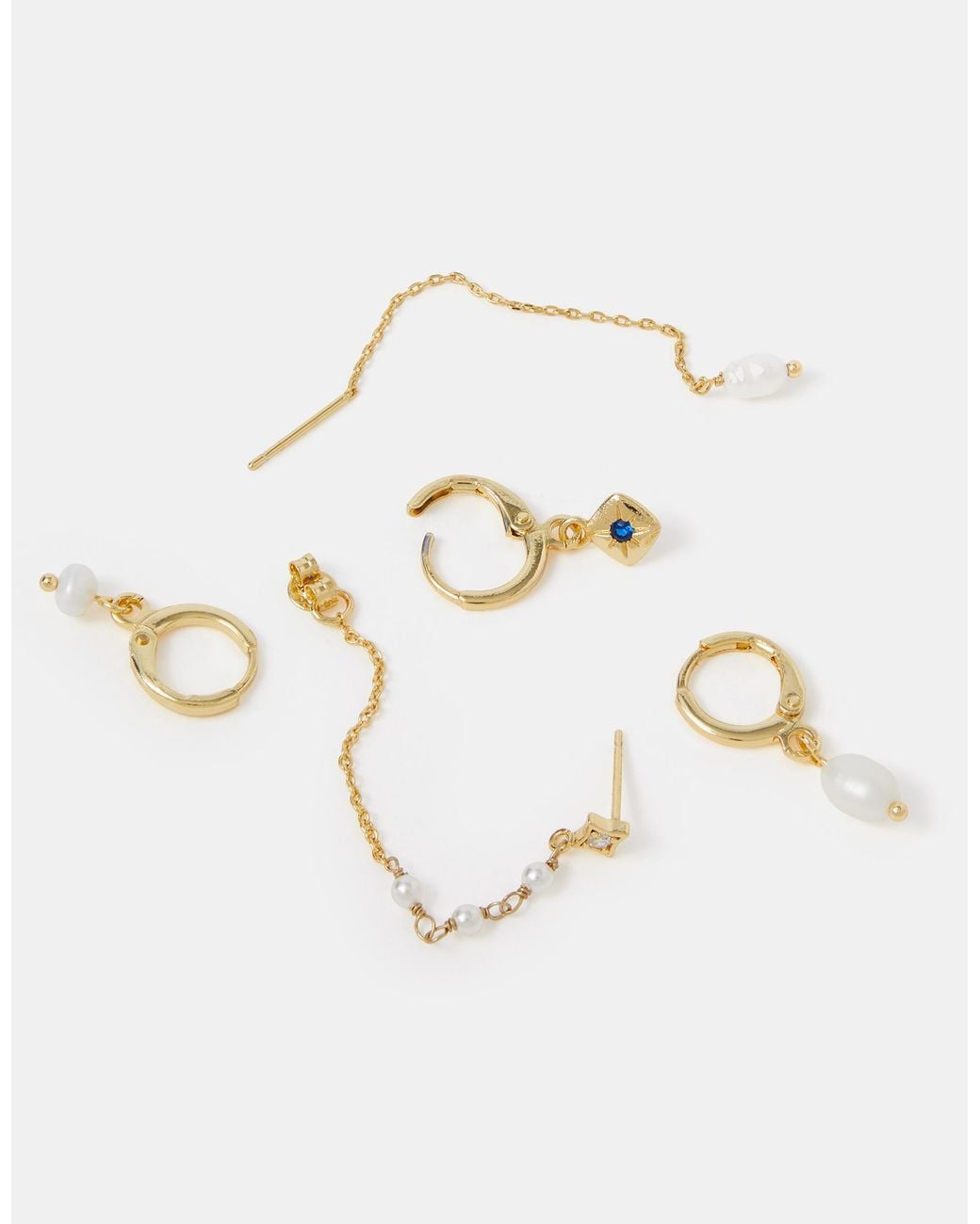 Accessorize White 5-Pack 14Ct-Plated Mother Of Pearl Stud & Hoop Earrings