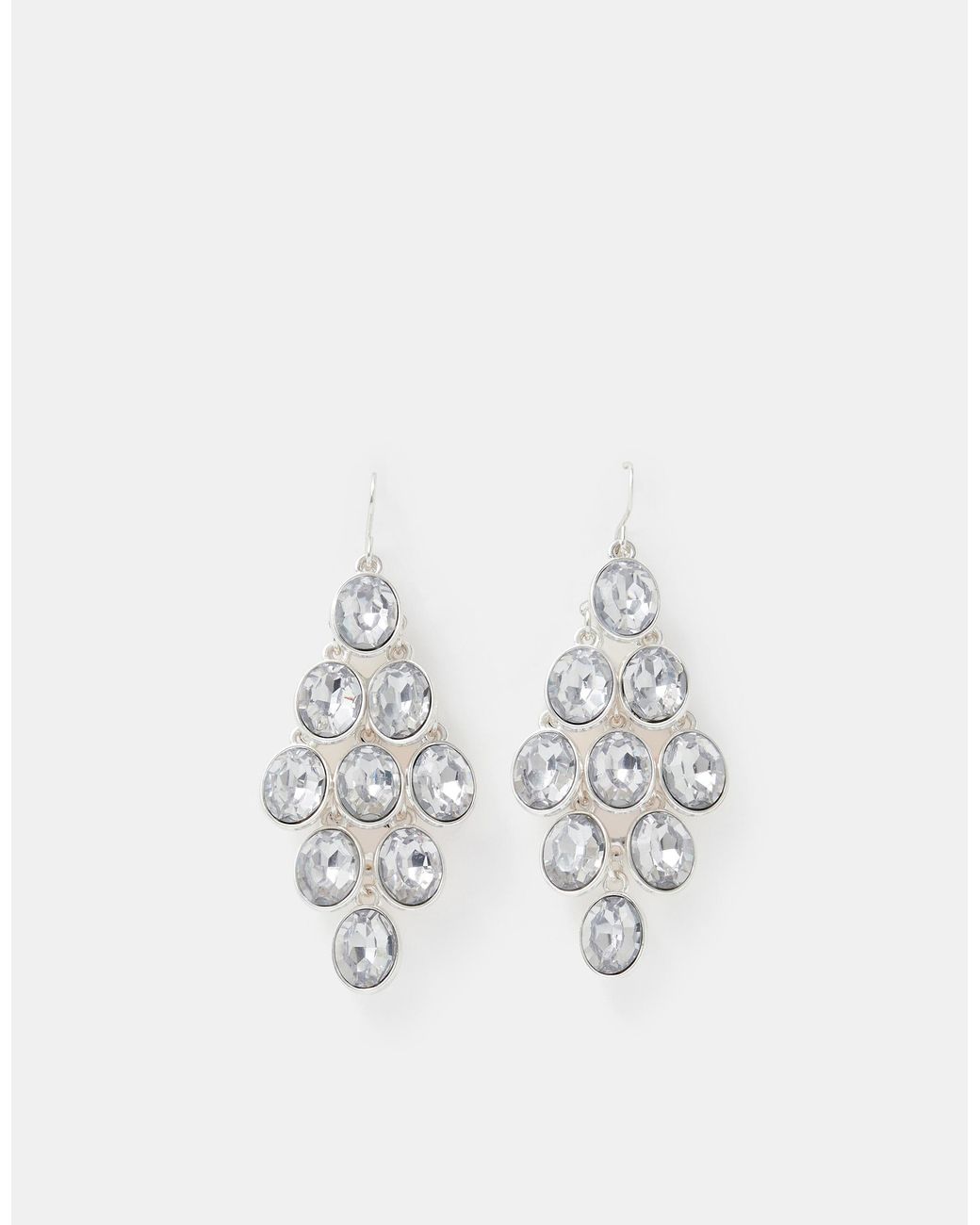 Accessorize White Cascading Gemstone Drop Earrings