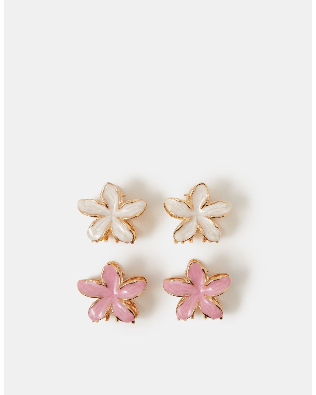 Accessorize White 4-Pack Mini Flower Metal Claw Clips