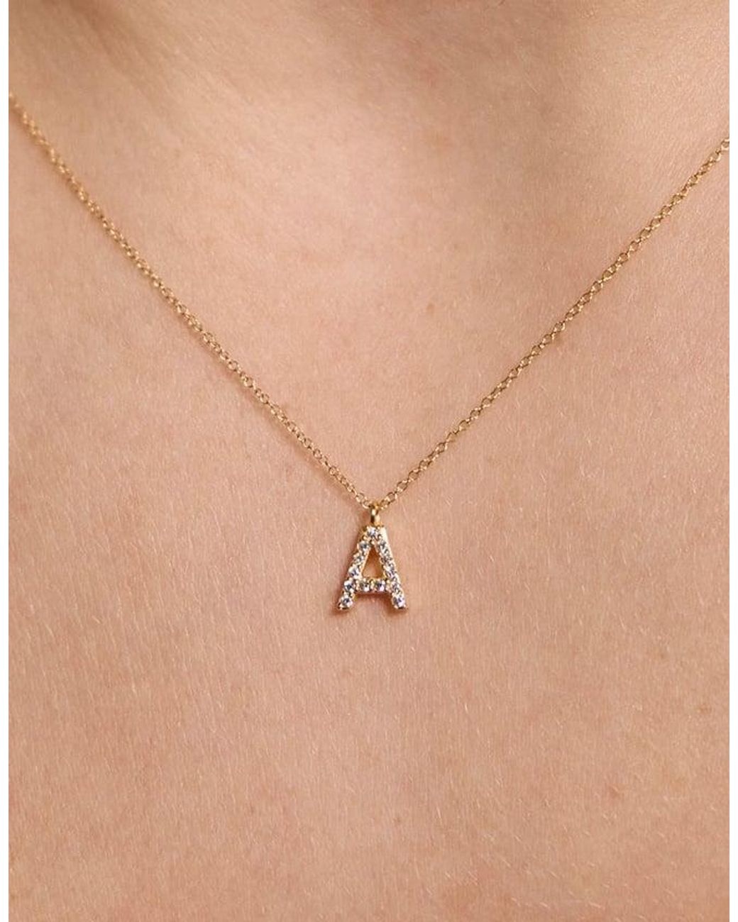 Accessorize Natural Lab Grown Diamond Pavé Initial Pendant Necklace 9Ct