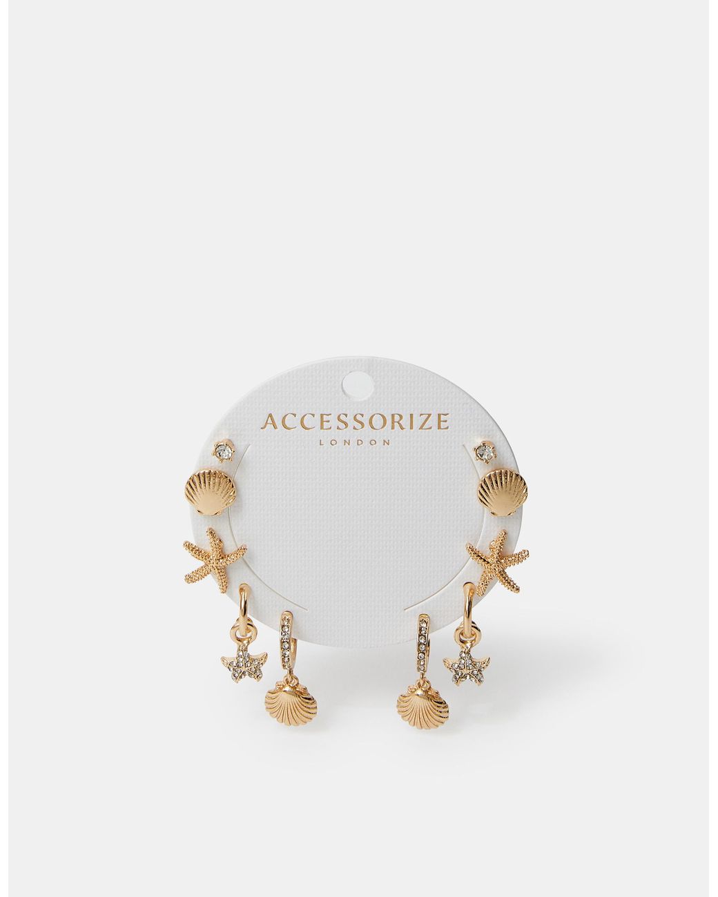 Accessorize White 5-Pack Beach Seashell And Hoop Earrings