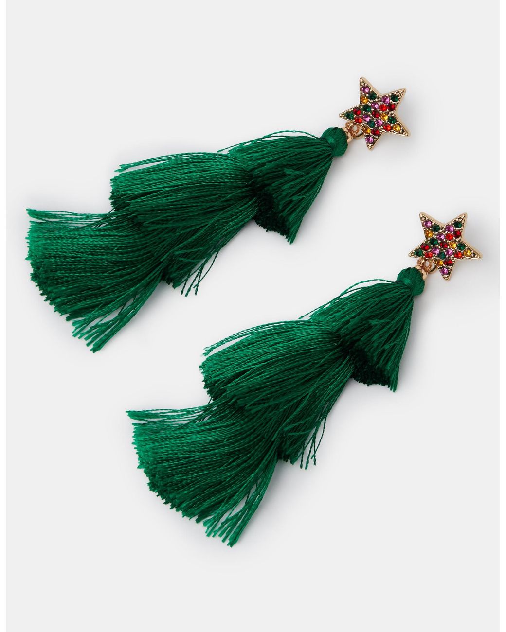 Accessorize Red Christmas Tree Tassel Drop Earrings