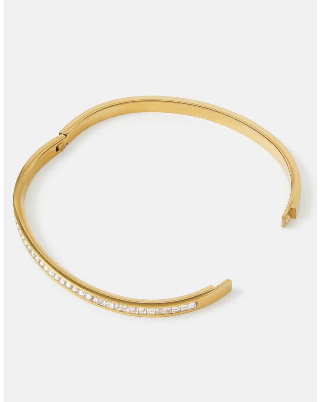 Accessorize White Stainless Steel Pavé Bangle