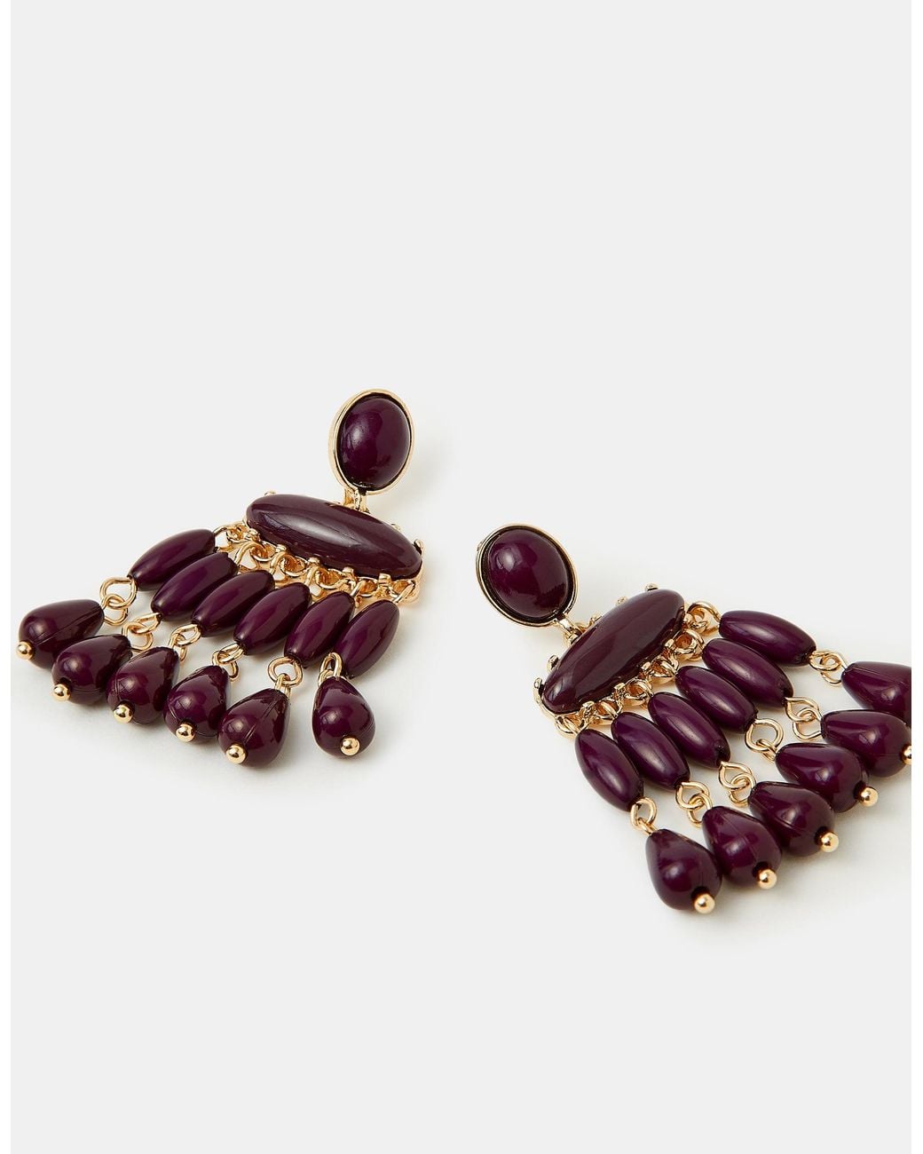 Accessorize Metallic Beaded Chandelier Drop Earrings
