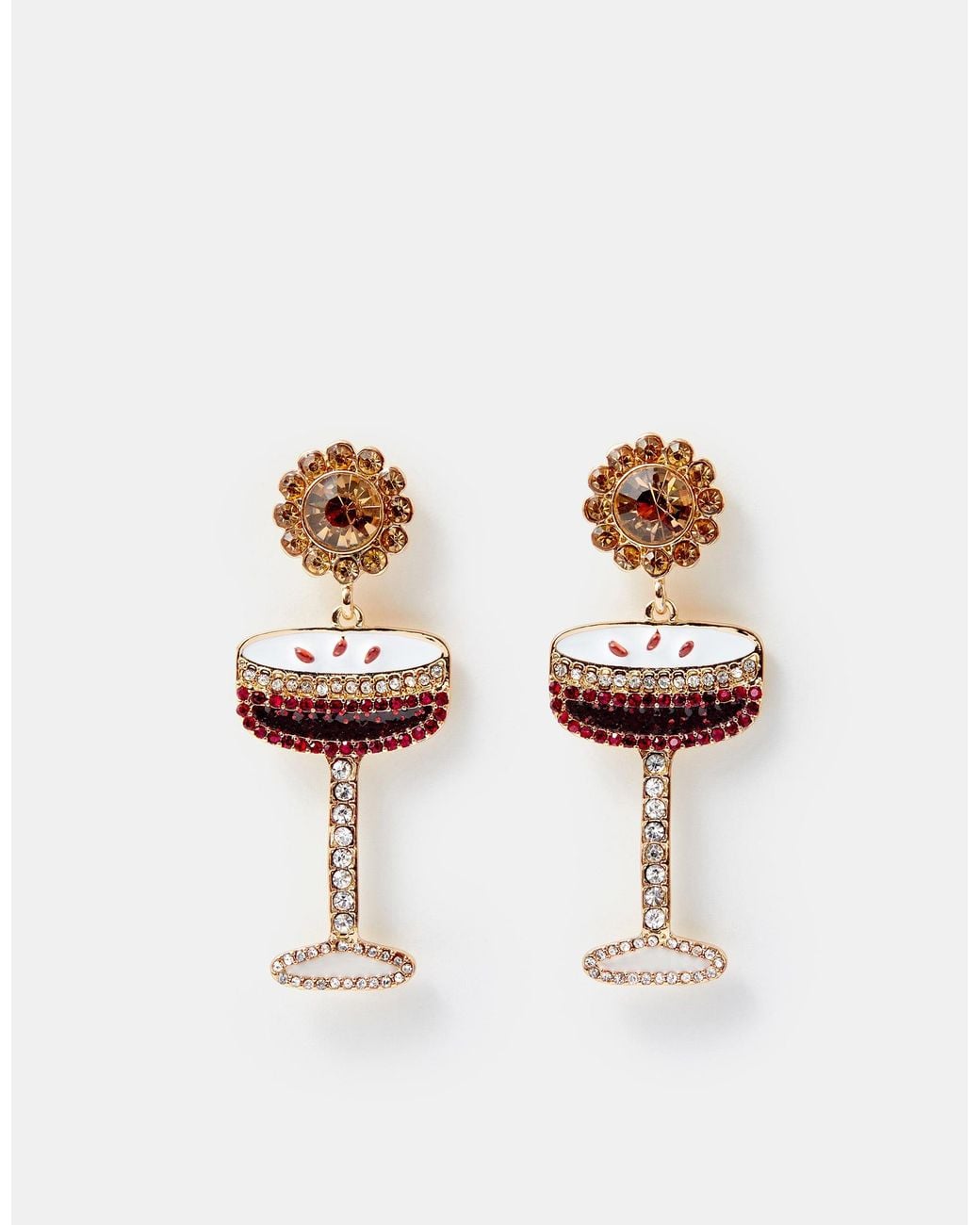 Accessorize Red Embellished Espresso Martini Drop Earrings