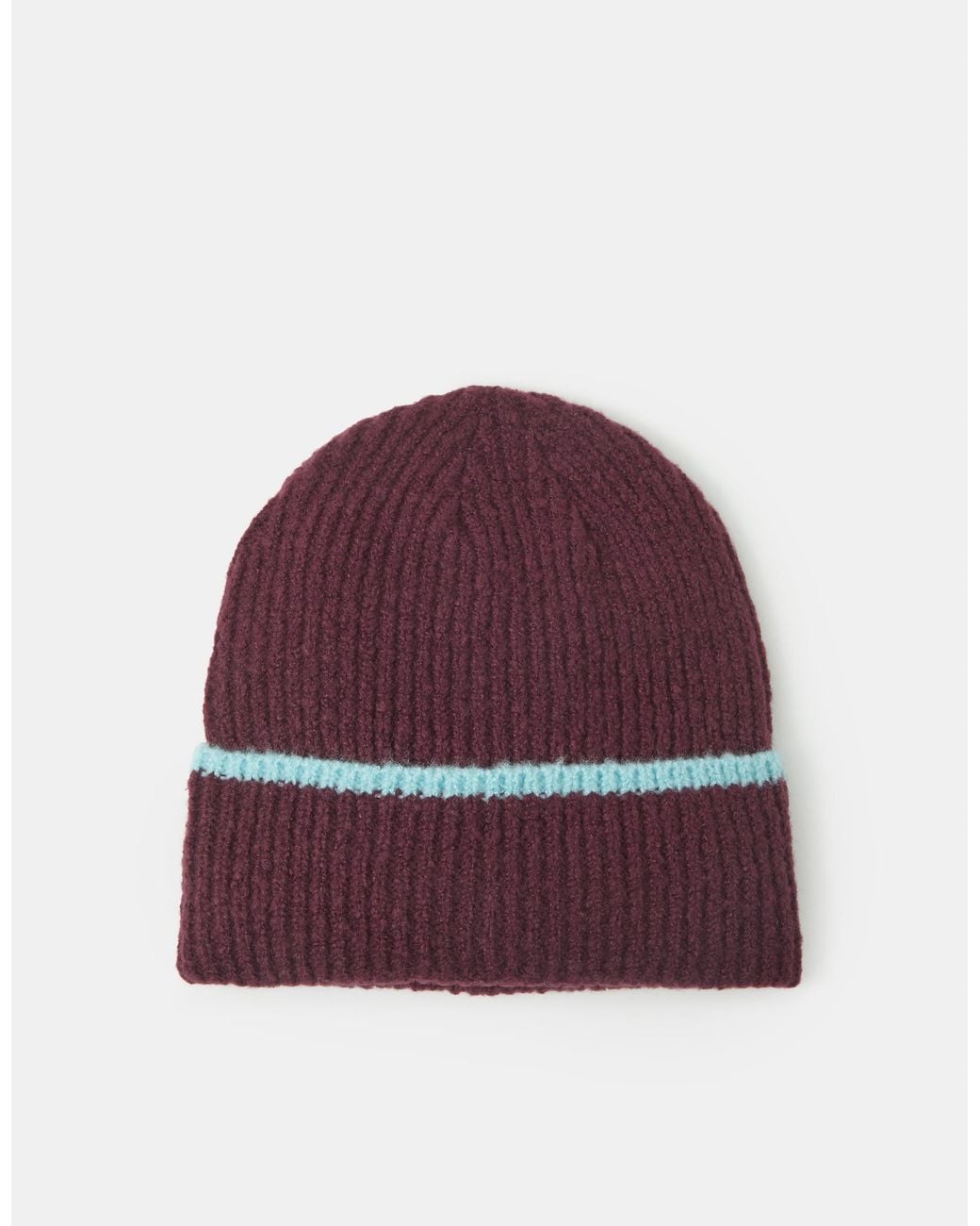 Accessorize Red Contrast Ribbed Beanie Hat