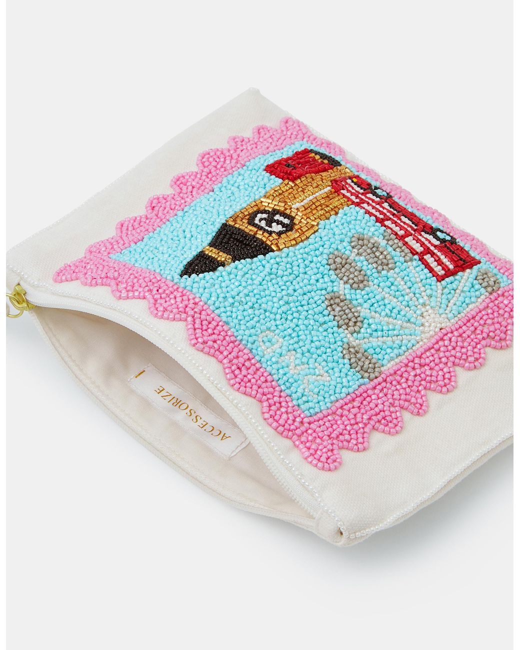 Accessorize White Beaded London Stamp Pouch