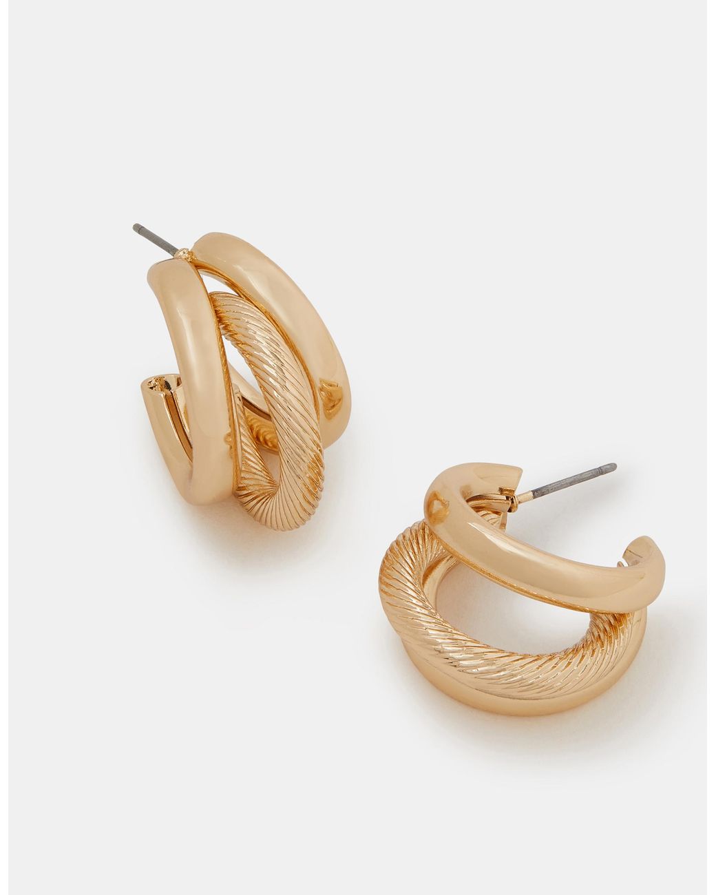 Accessorize Metallic Triple Hoop Earrings
