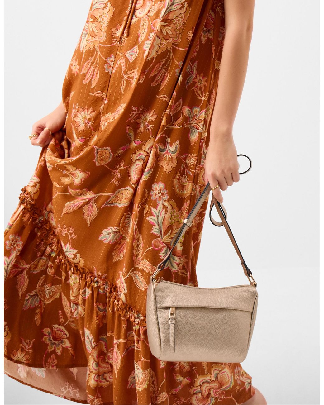 Accessorize Natural Zip Front Crossbody Bag