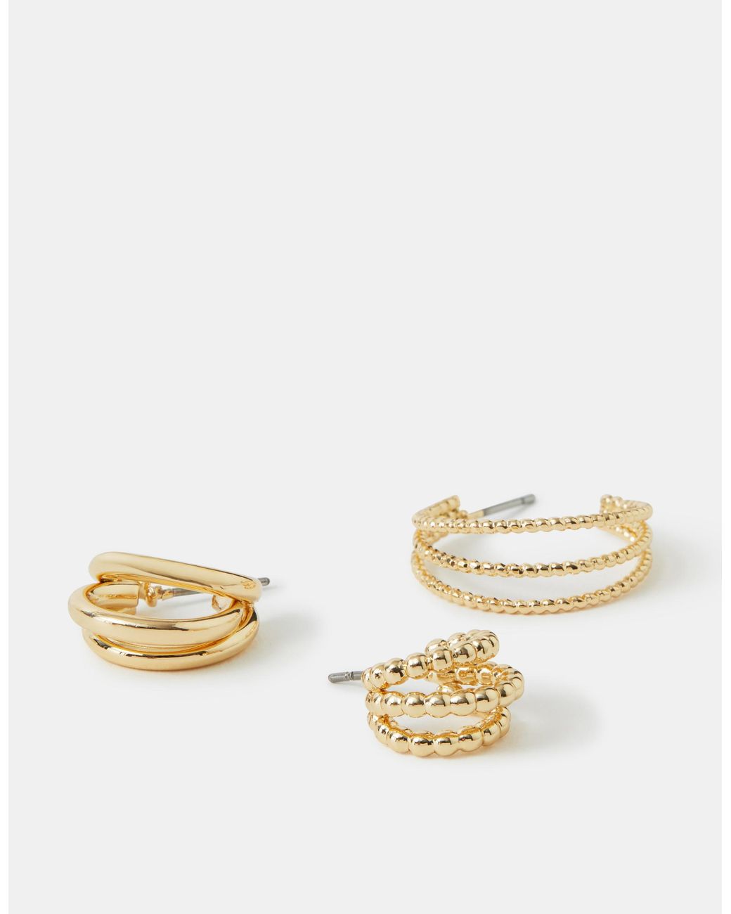 Accessorize White 3-Pack Triple Layered Hoop Earrings
