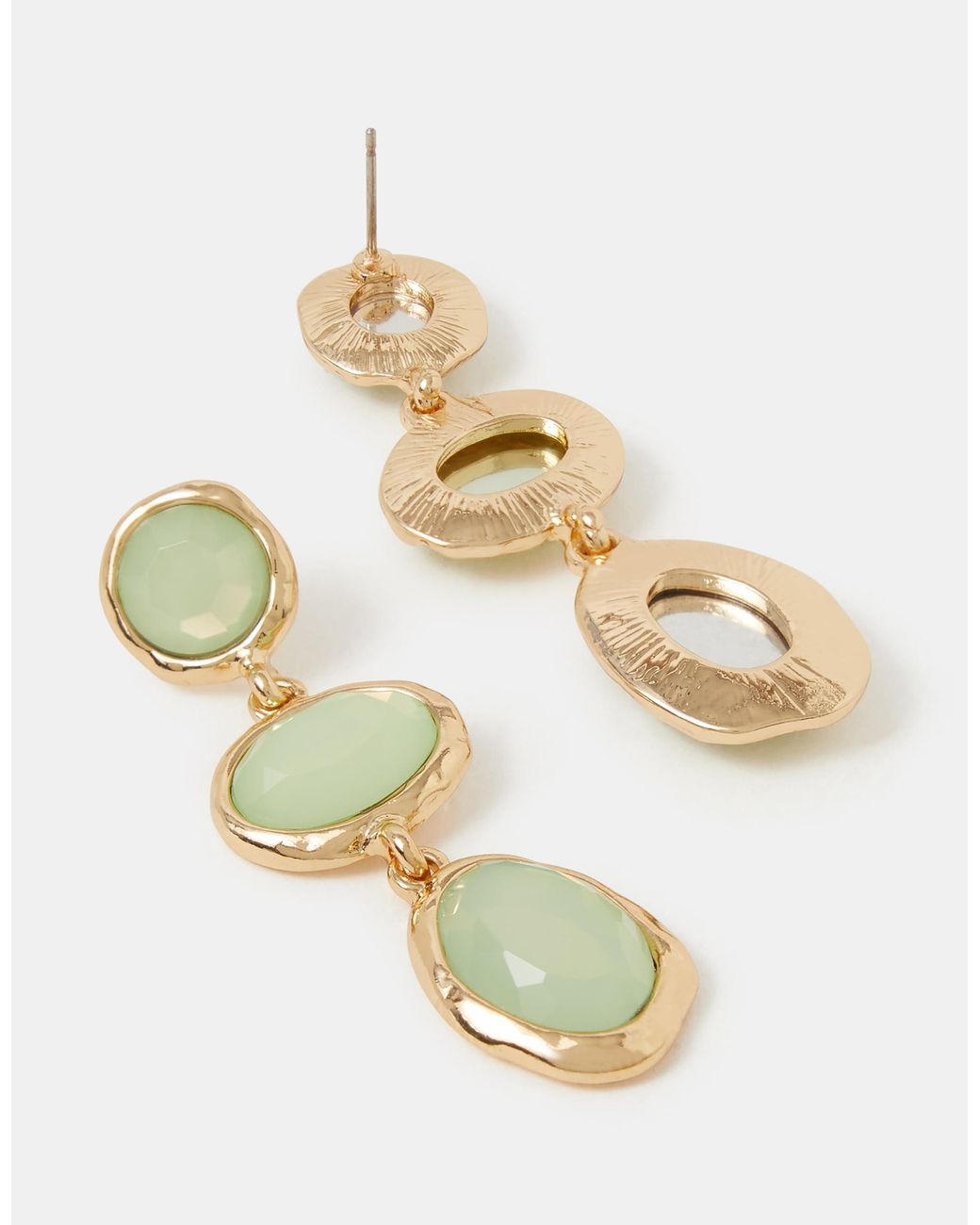 Accessorize Metallic Triple Stone Drop Earrings