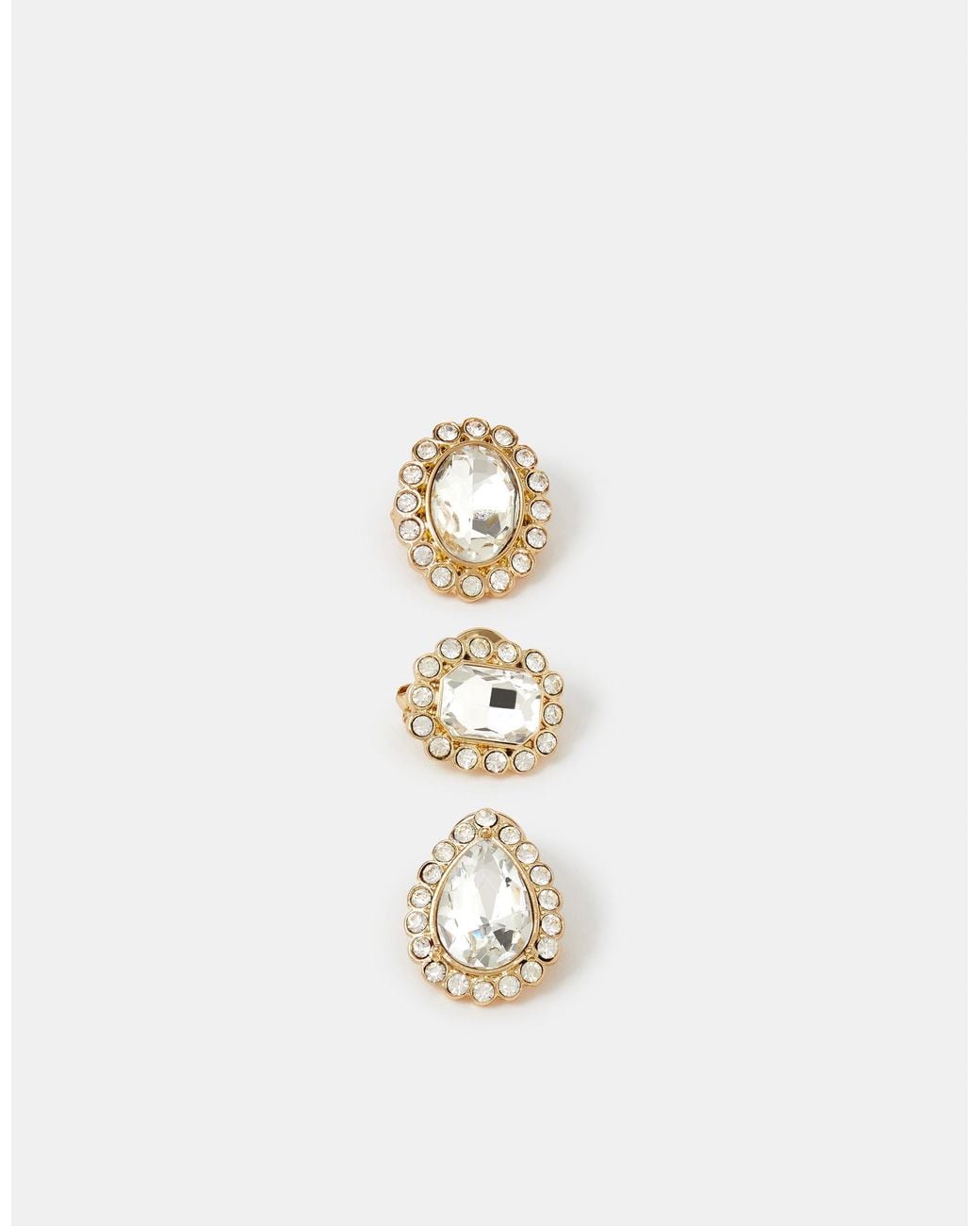 Accessorize White 3-Pack Crystal Brooch Set