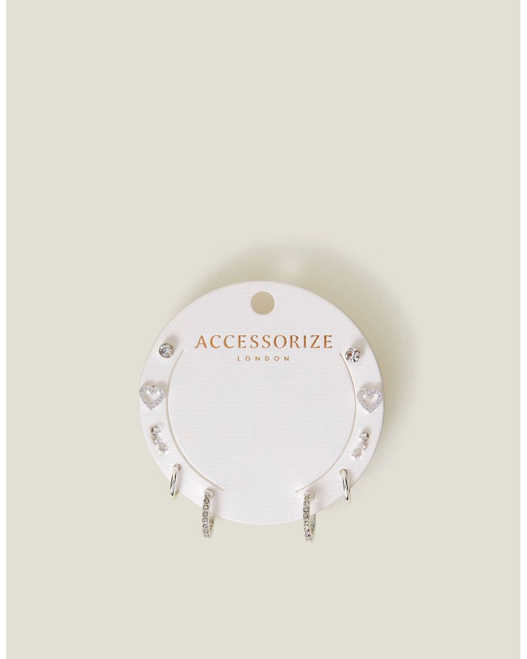 Accessorize Natural 10-Pack Diamanté Star Stud & Hoop Earrings