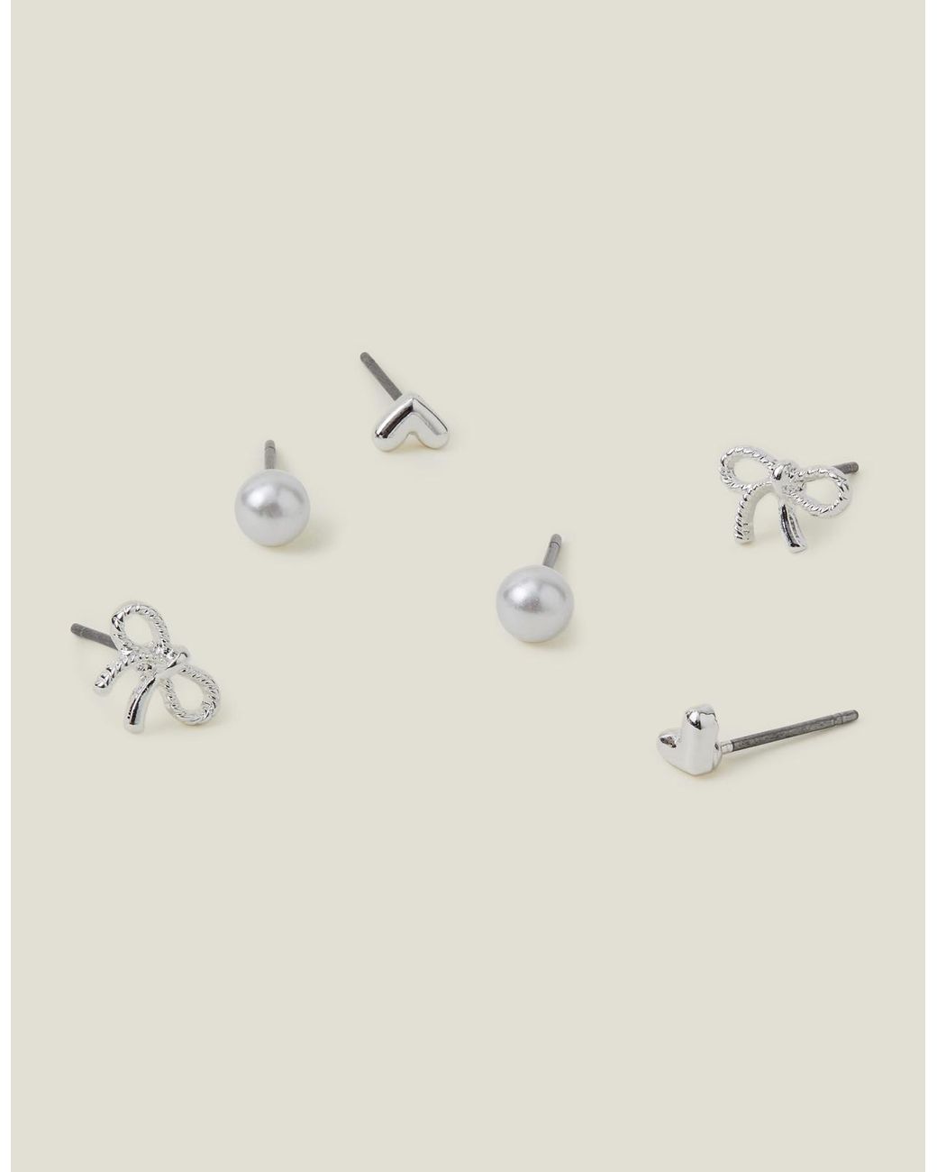 Accessorize Natural 3-Pack Bow Stud Earrings