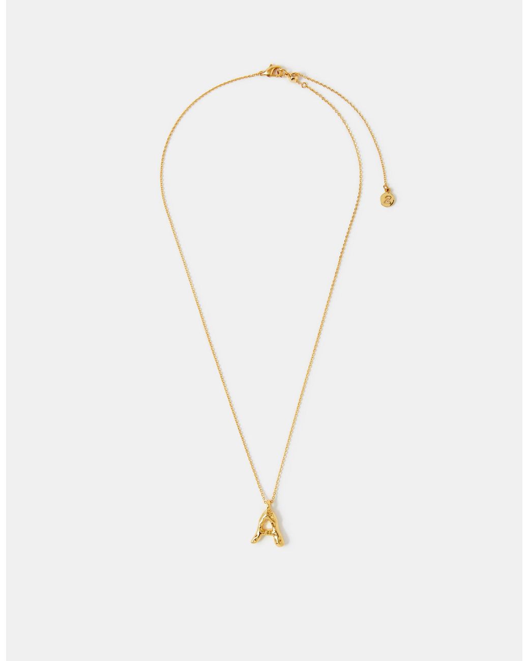 Accessorize White 14Ct-Plated Molten Initial Pendant Necklace