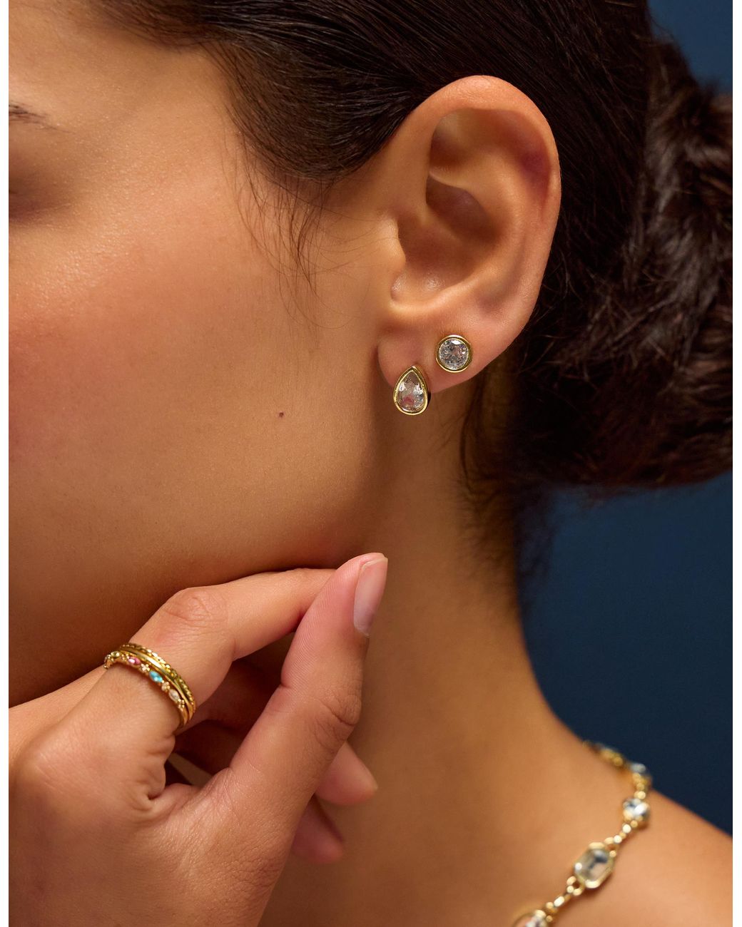 Accessorize Brown 2-Pack 14Ct-Plated Cubic Zirconia Stud Earrings