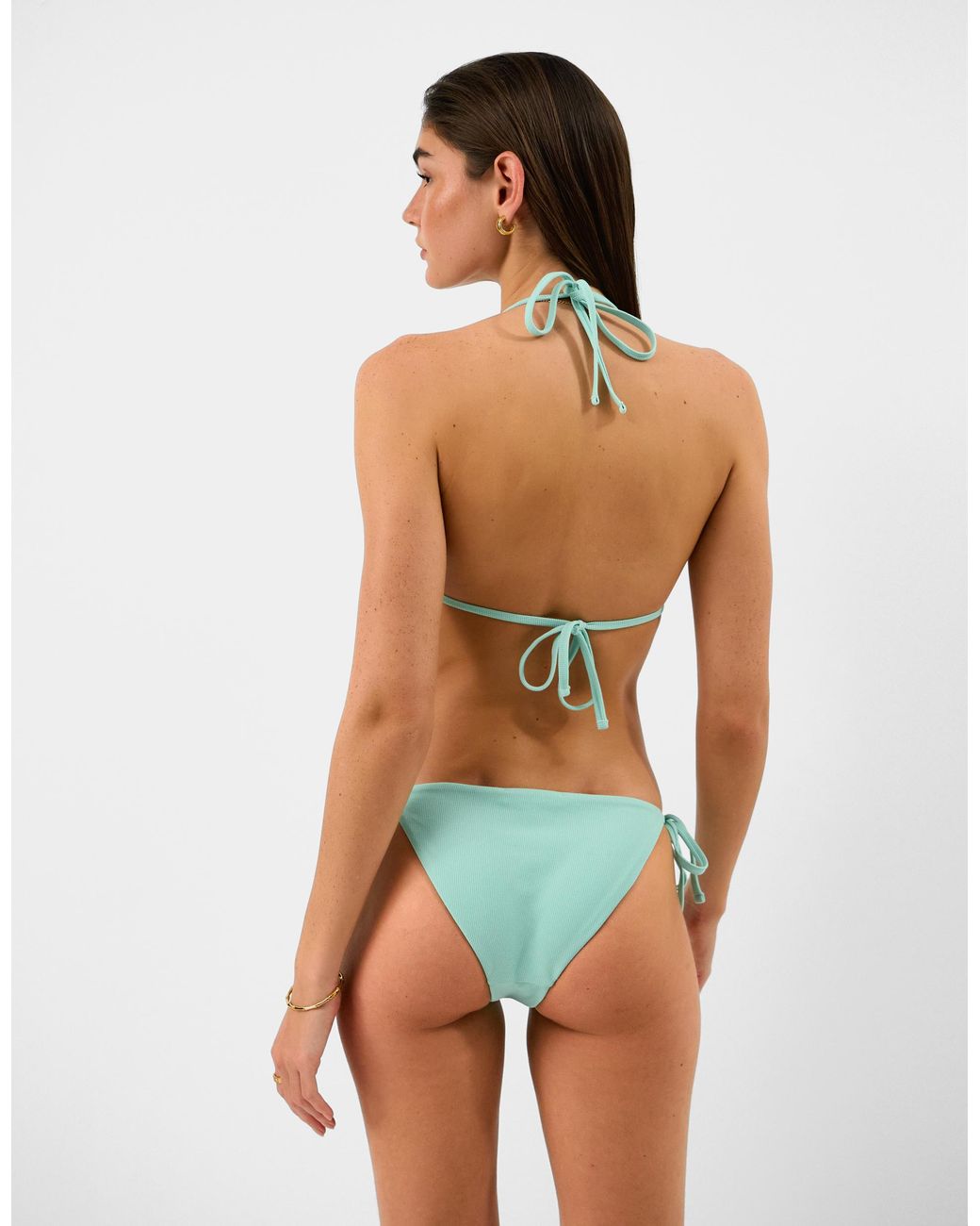 Accessorize Blue Bead Strap Textured Bikini Bottoms
