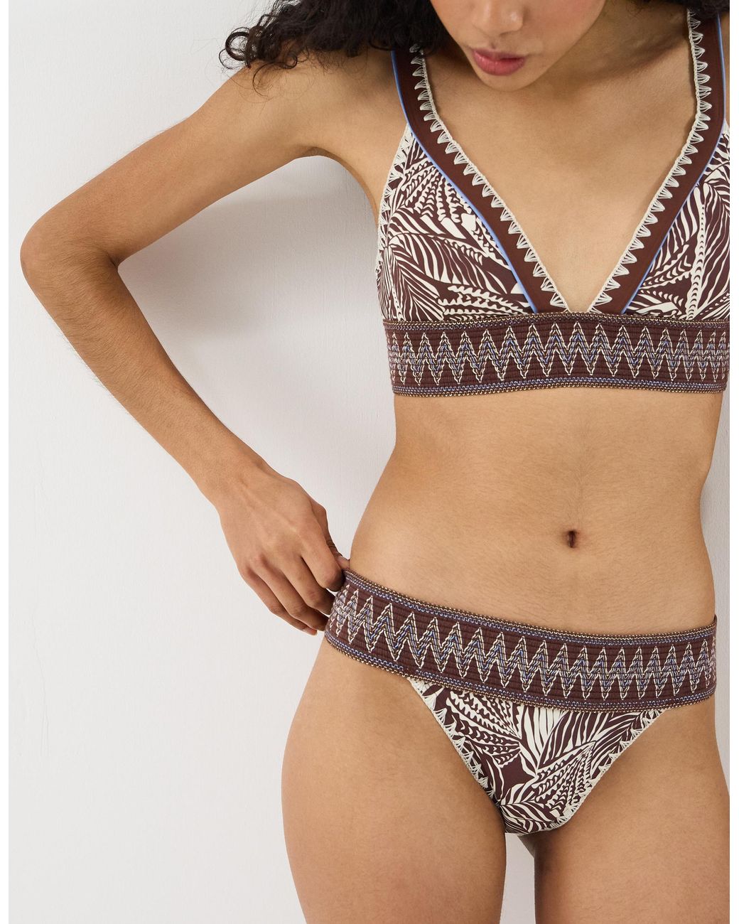 Accessorize White Palm Print Band Bikini Bottom