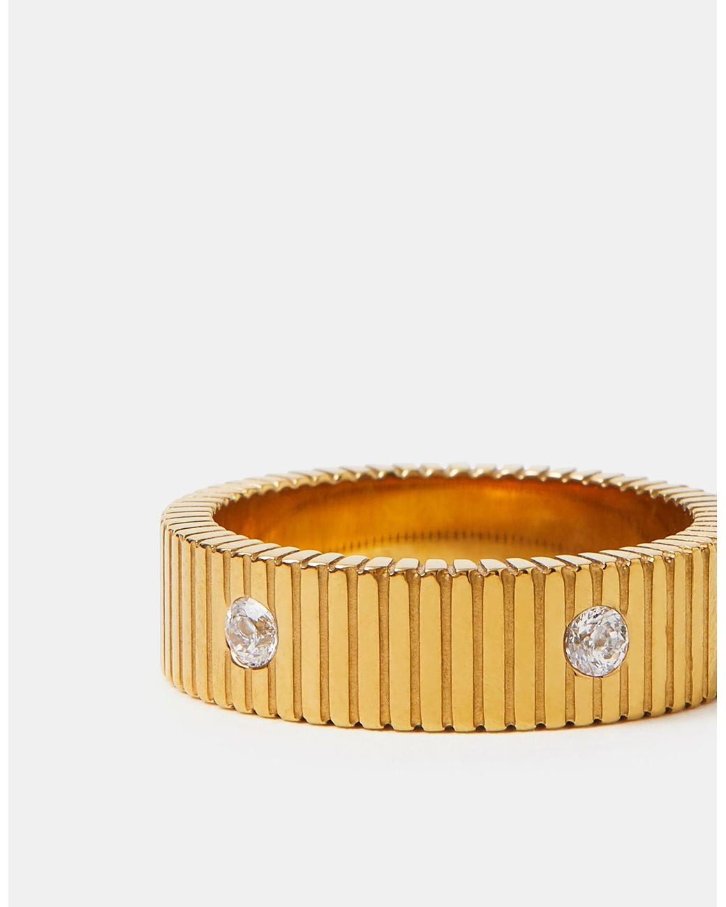 Accessorize Natural Stainless Steel Stone Band Ring